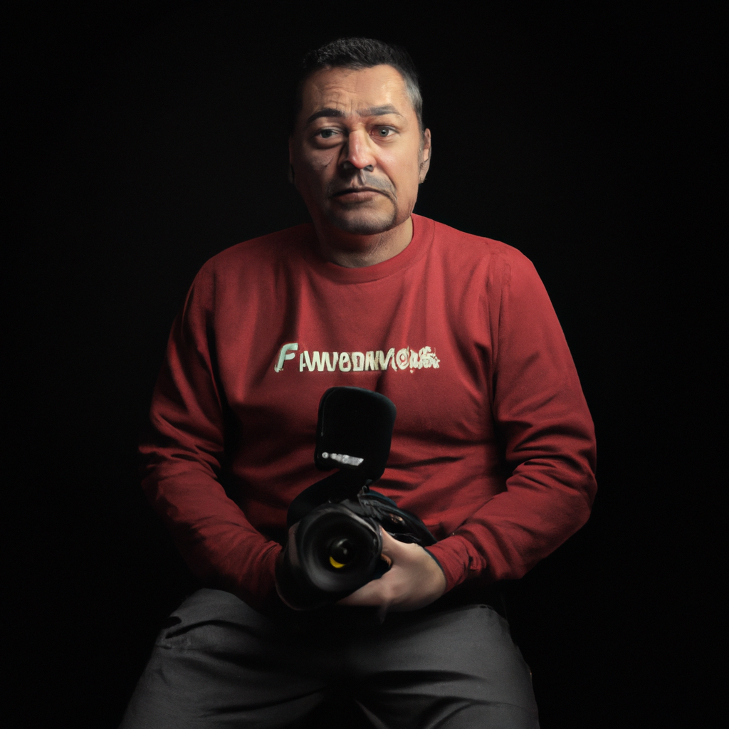 Retrato de Diego, fotógrafo con cámara de formato medio